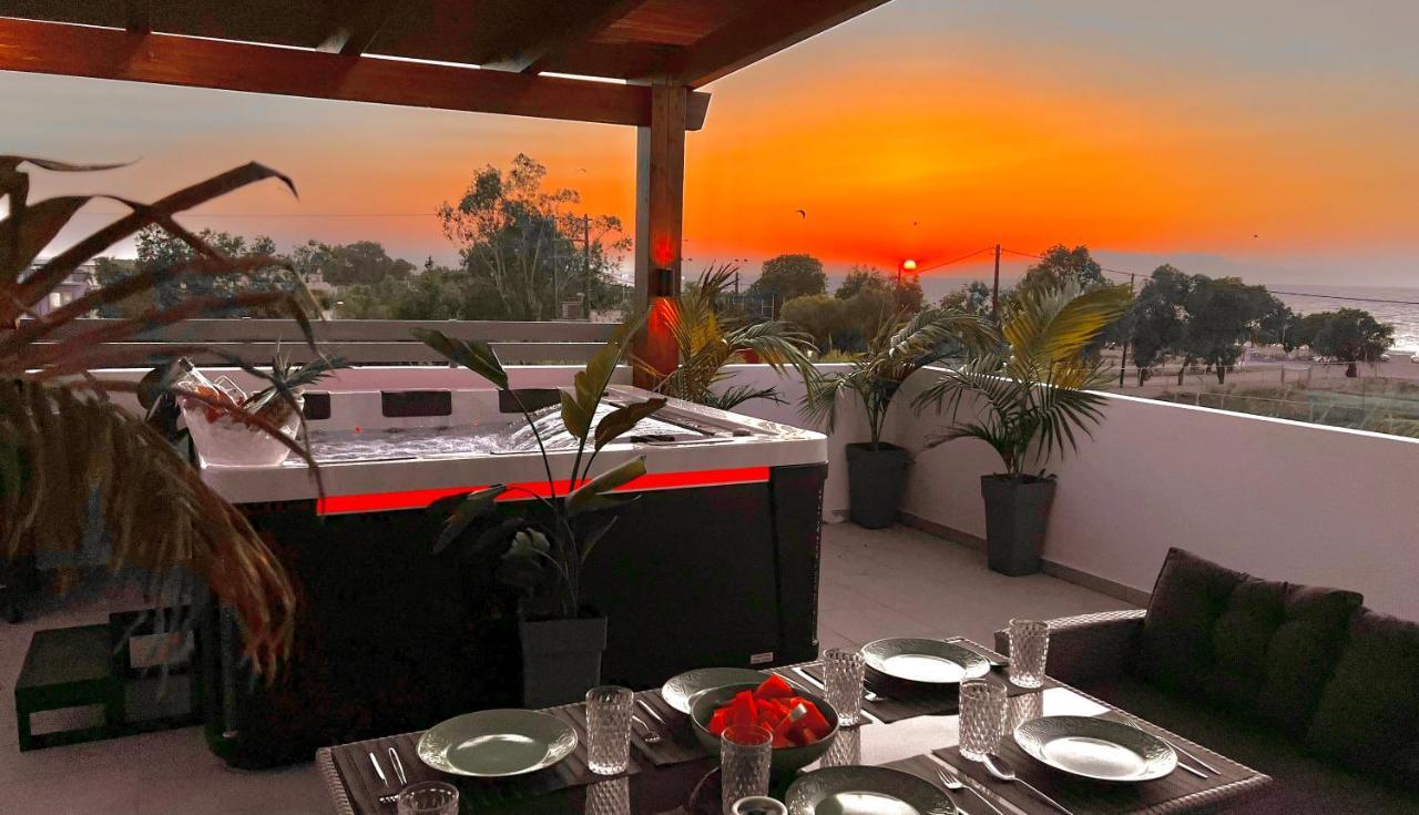 Odyssea Top View & Hot Jacuzzi Front Beach Kremastí Dış mekan fotoğraf