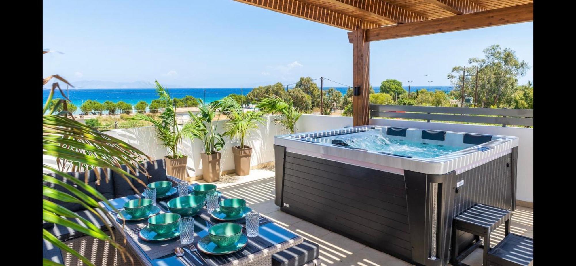 Odyssea Top View & Hot Jacuzzi Front Beach Kremastí Dış mekan fotoğraf